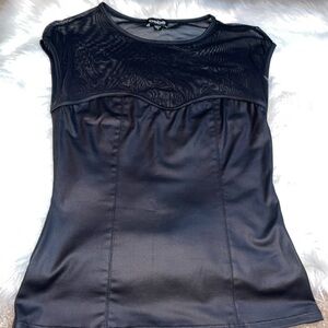 Bebe black top with sheer.